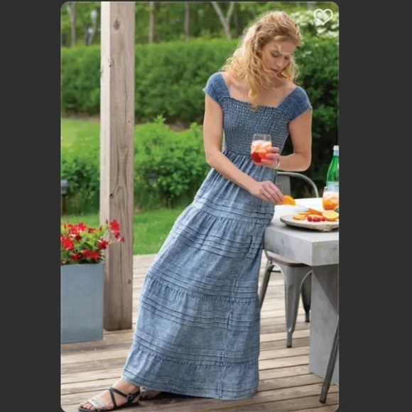 Soft Surroundings | Dresses | Soft Surroundings Rocaille Smocked Maxi Dress Pl Denim Blue Nwt | Poshmark Soft Surroundings | Dresses | Soft Surroundings Rocaille Smocked Maxi Dress Pl Denim Blue Nwt | Poshmark